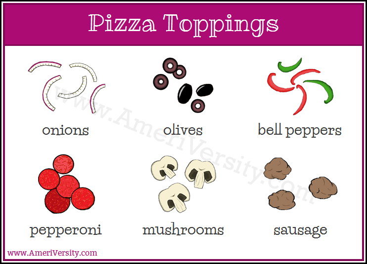 pizza toppings in English